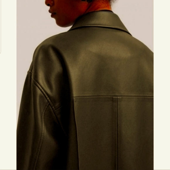 Faux Leather Trench Coat with Pinched Pleats (Olive Green) - DEPT ANONYM - Picture 2 of 8